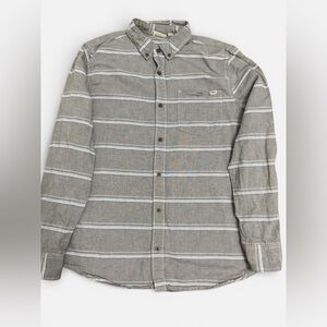 Vans Men’s Striped Button Down Shirt Medium Gray Blue Long Sleeve